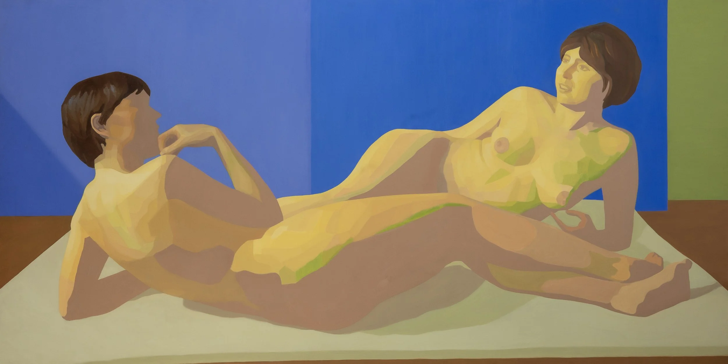   Home Bodies, 2024, oil on wood panel, 48 × 96 inches  