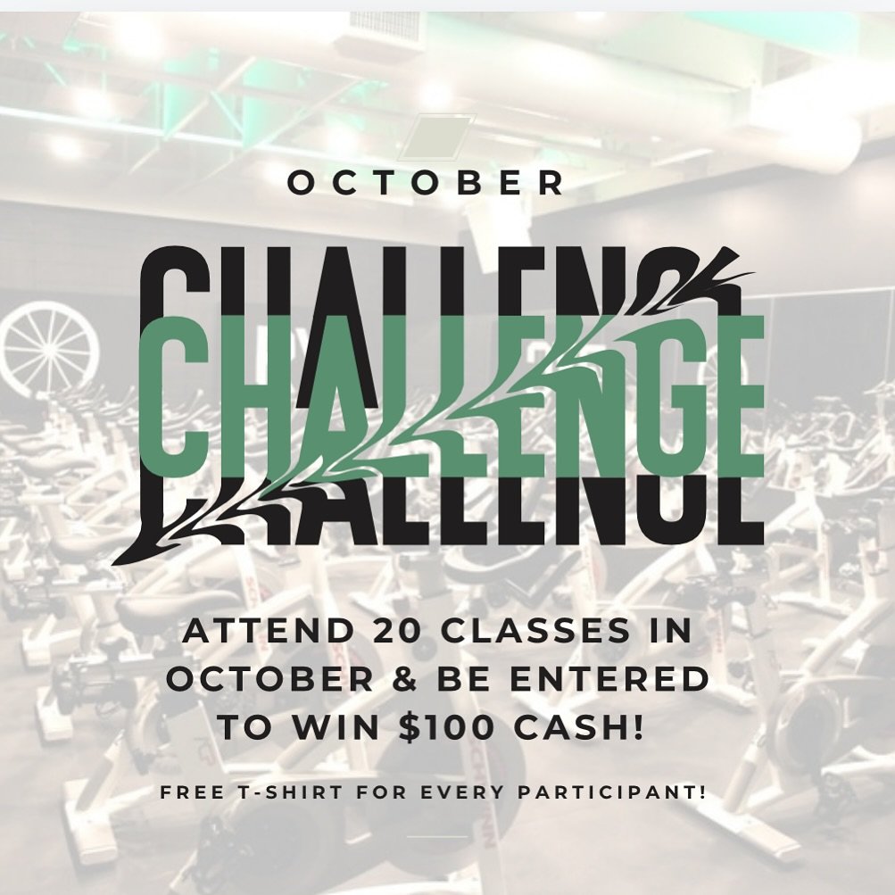 It&rsquo;s almost October!! 
Get registered for our SHOW UP CHALLENGE! 
$25 for members to join 
$100 for non-members (includes t-shirt &amp; up to 20 classes in the month of October!) 

Register at the studio or by sending us a DM!