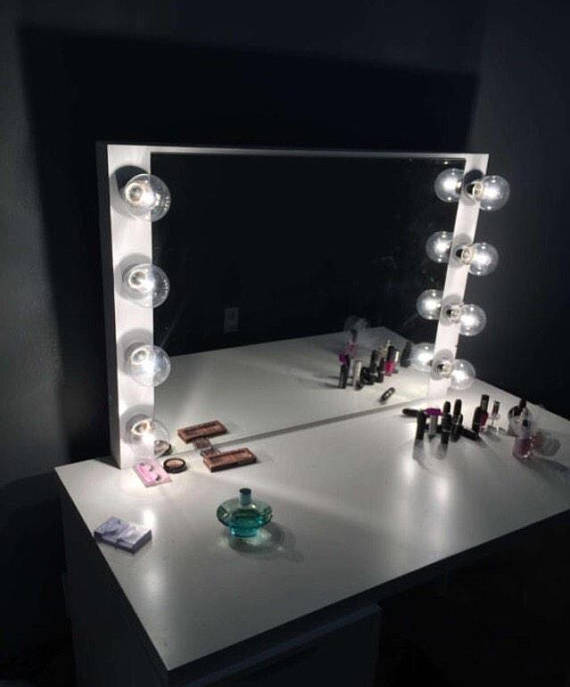 8 Bulb Vanity Mirror With Hollywood Lighting Perfect For Ikea Table Bulbs Not Included Charm Vanities 8 Bulb Vanity Mirror With Hollywood, Vanity Set With Mirror And Lights Ikea
