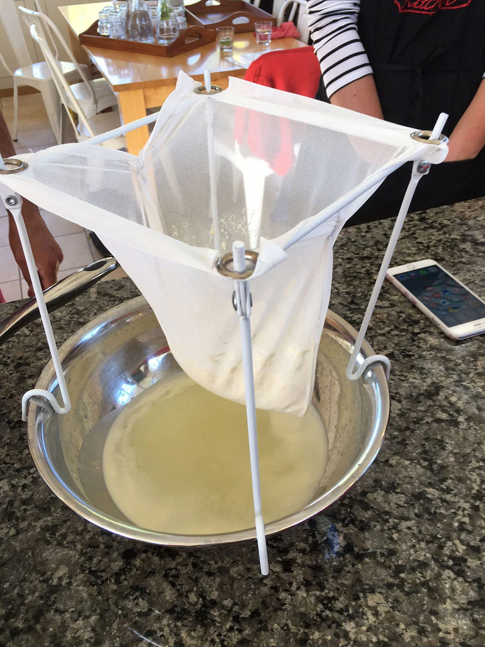 Draining the halloumi I made last weekend