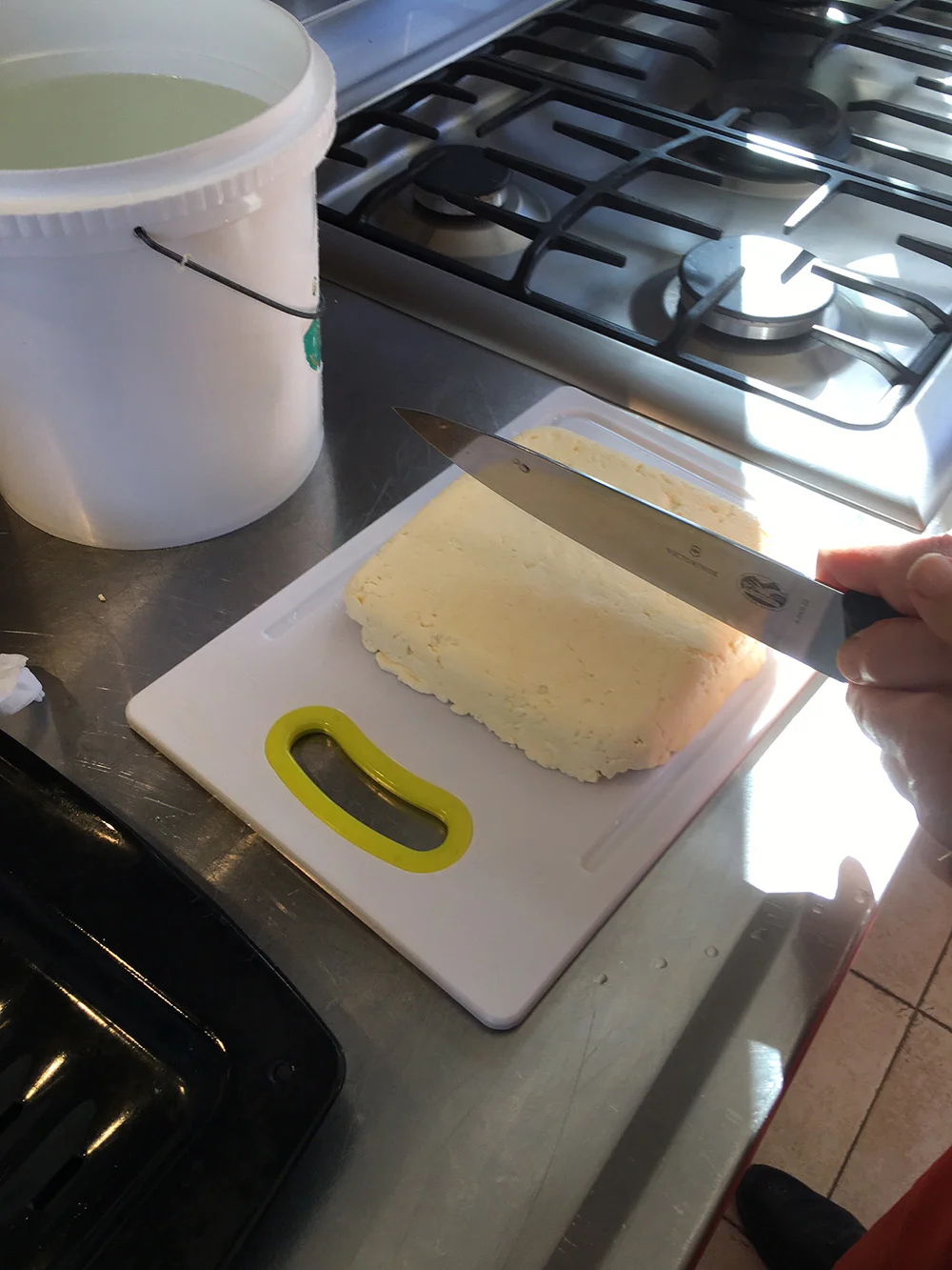 Cutting the finished product!