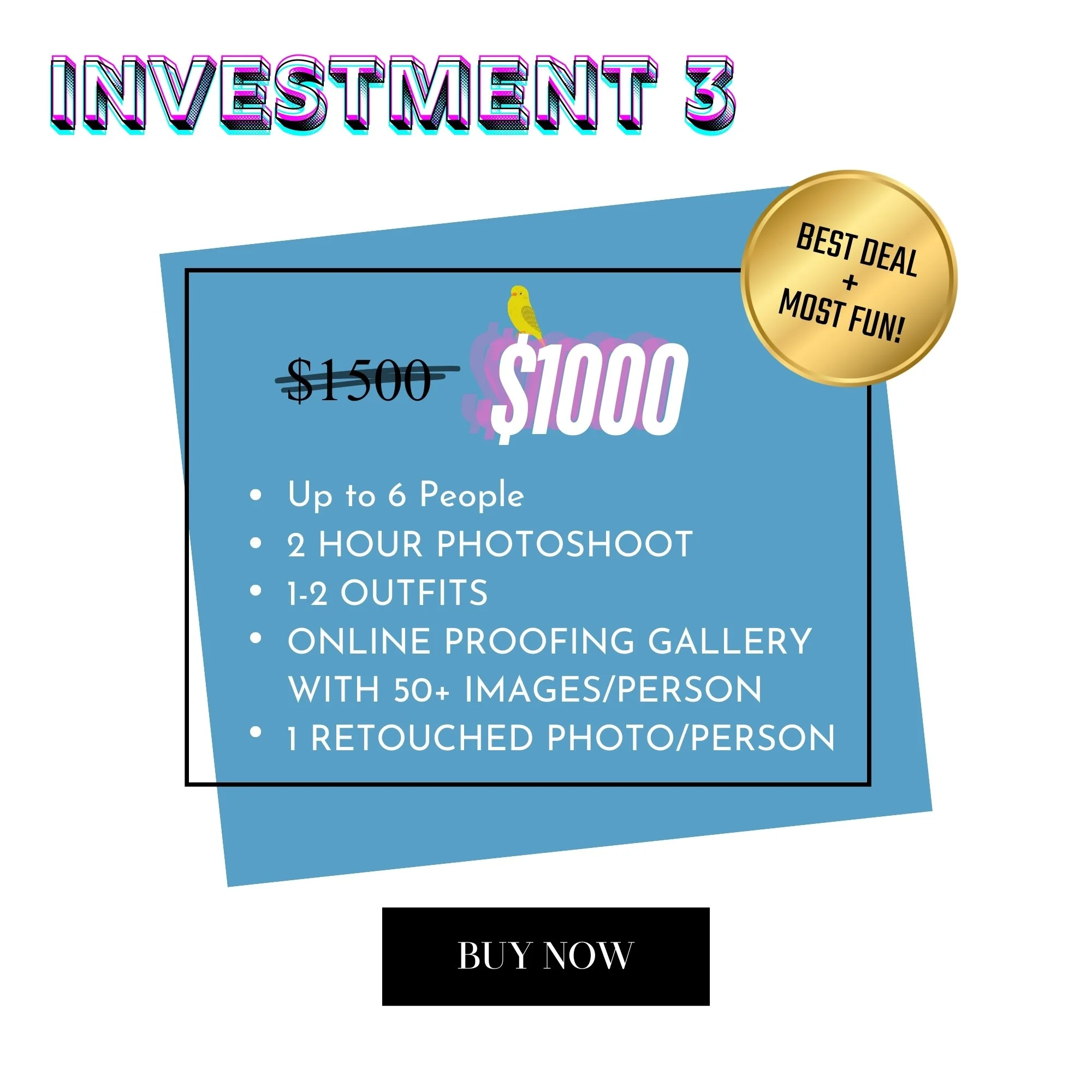 SENIOR PORTRAITS - Investment #3 - (120 minutes)