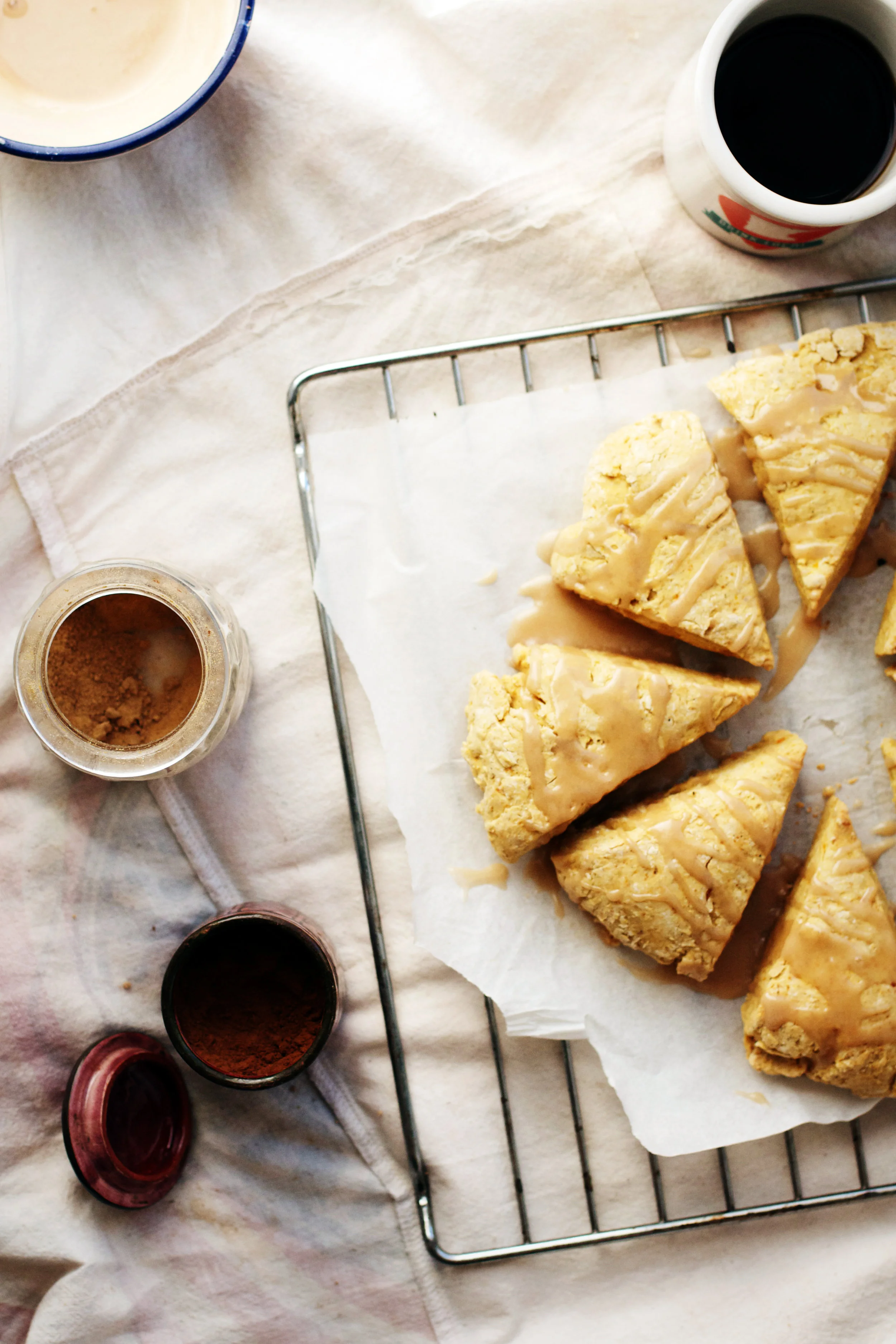 Pumpkin Spiced Scones with Maple Coffee Glaze (vegan) | Ruby Josephine