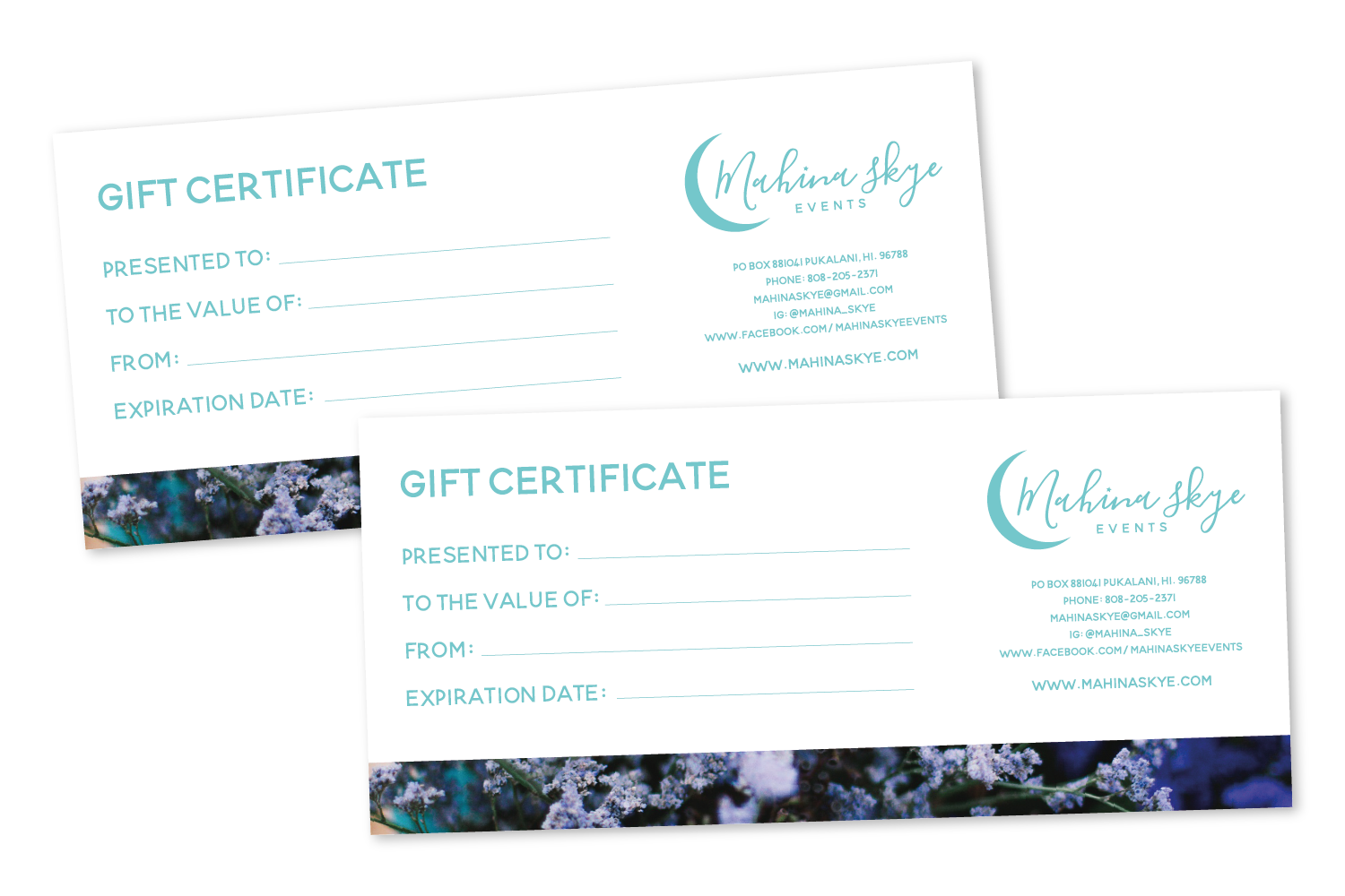 Mahina Skye Gift Certificates