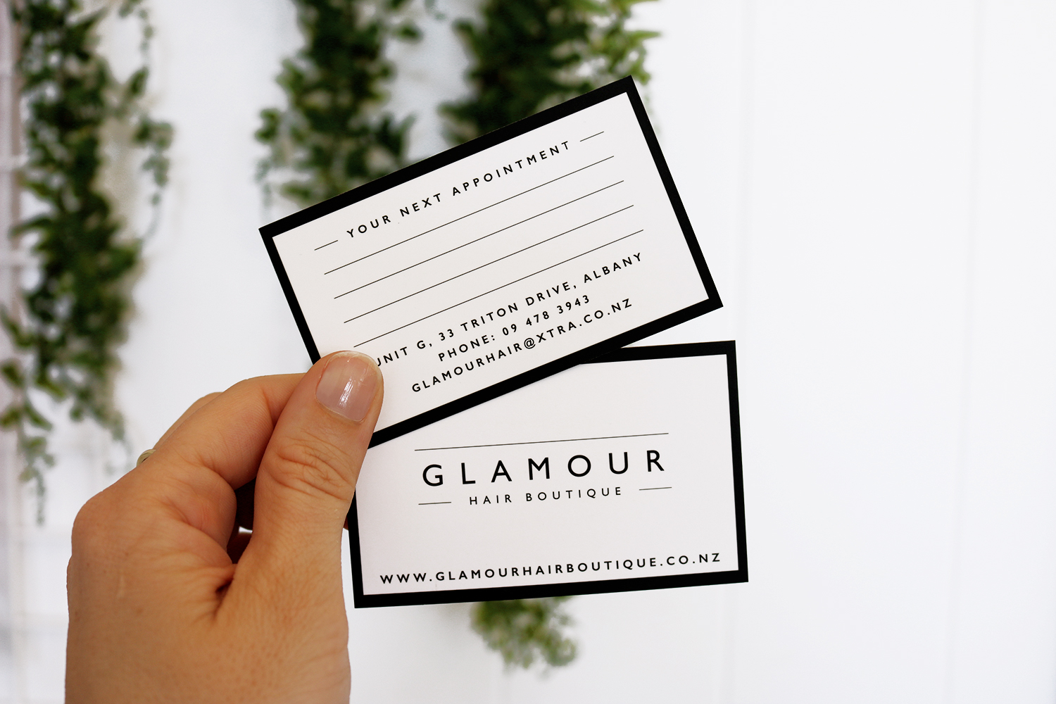 Glamour Hair Boutique Appointment Card