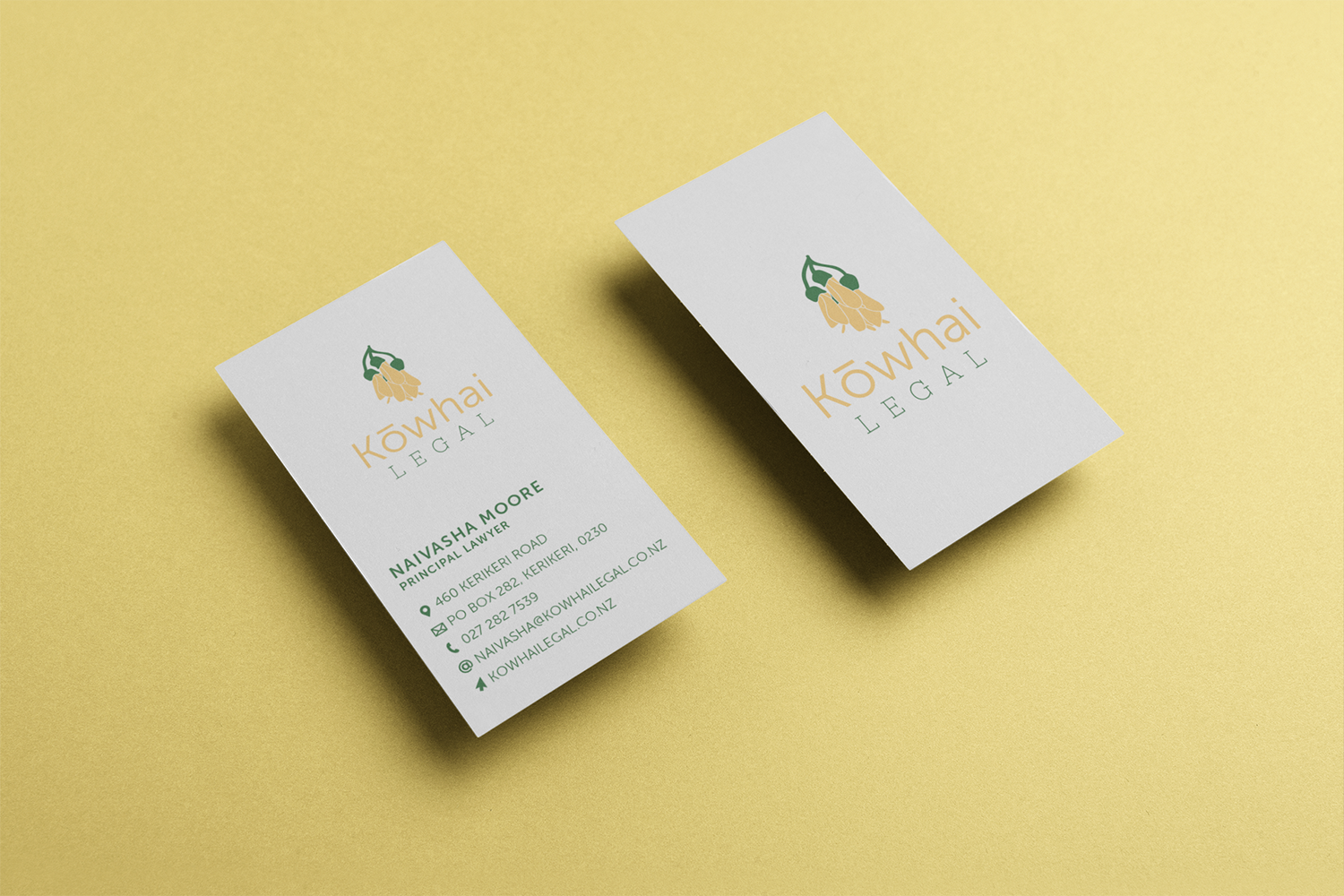 Kowhai Legal Business Card Design