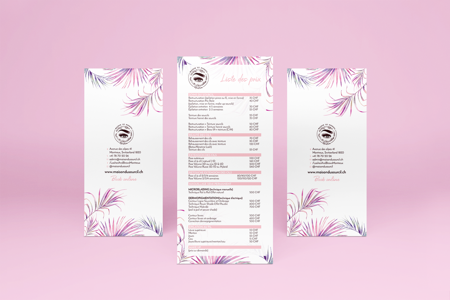 Maison Du Sourcil DL Printed Service Menu