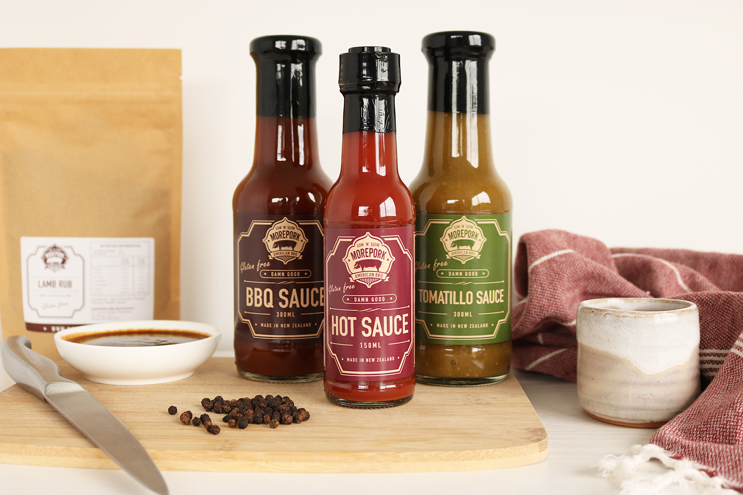 Damn Good BBQ, Tomatillo and Hot Sauces by Morepork BBQ