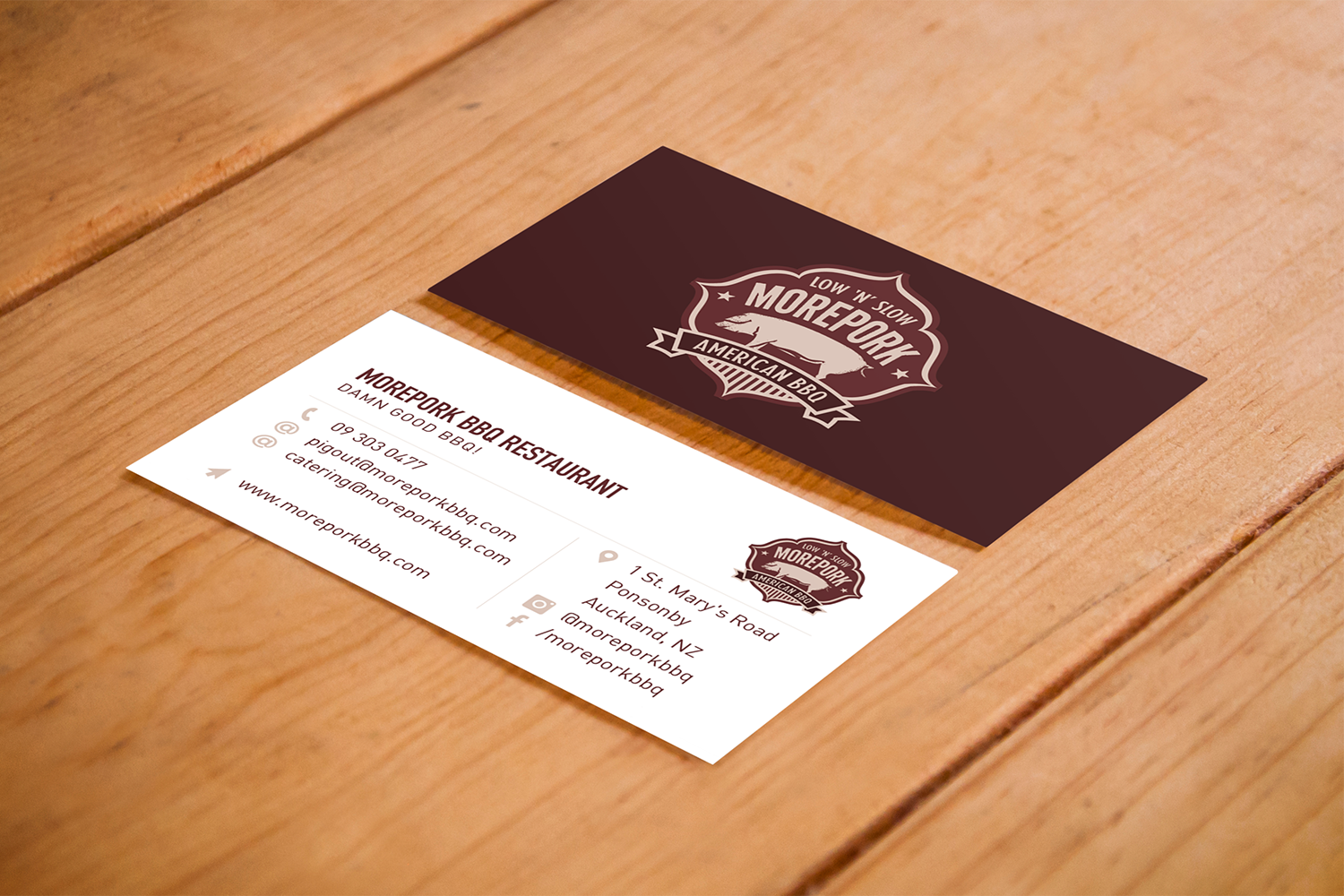 Morepork BBQ Restaurant Business Cards