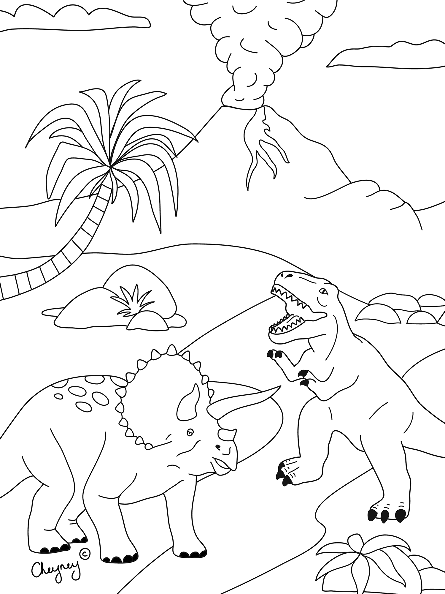Dinosaur Colour By Numbers (or not) Creative Colouring In Activity - Free A4 Printable