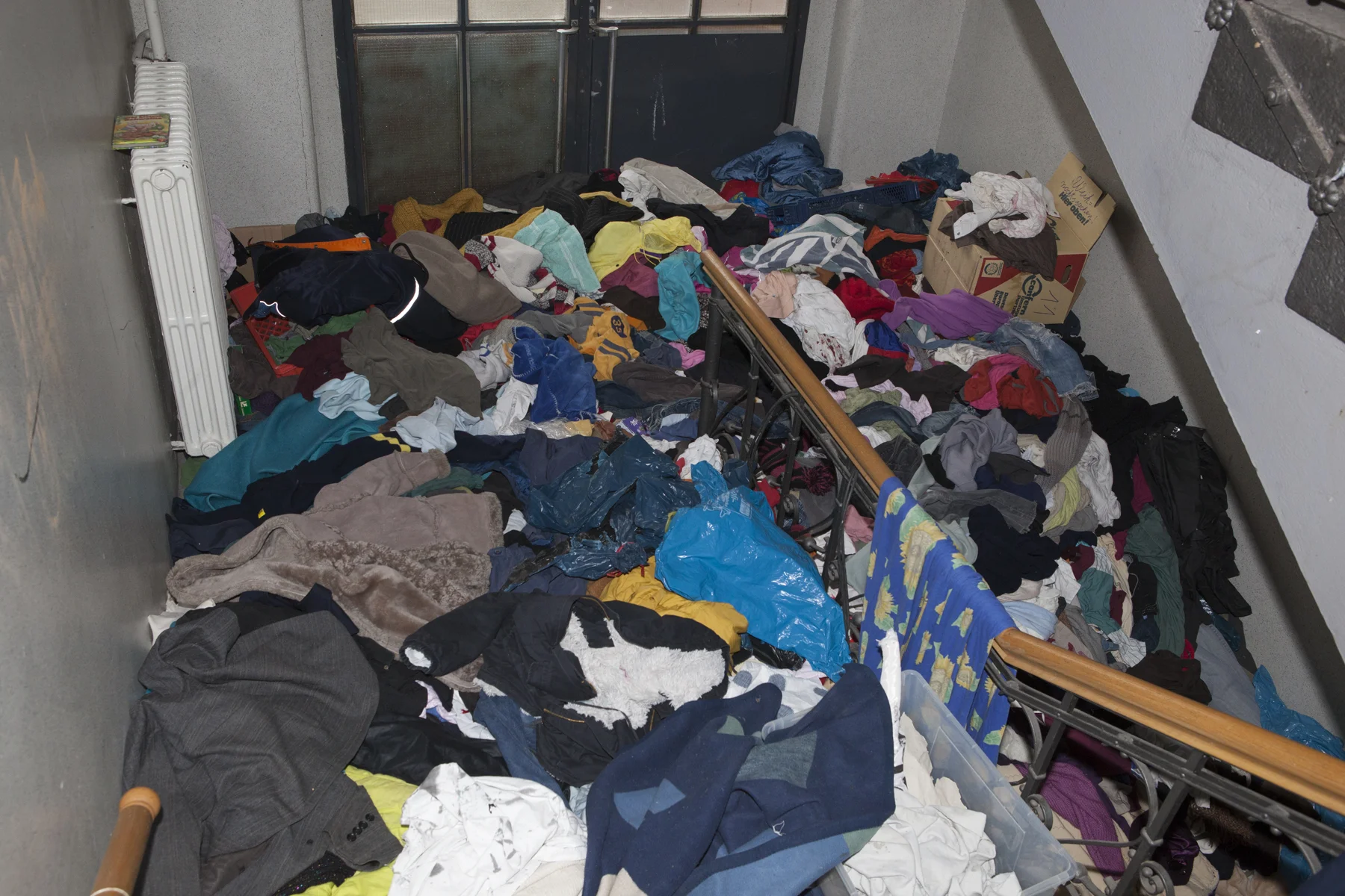 The abandoned Gerhart-Hauptmann-Schule at Ohlauer Strasse, was squatted by hundreds of refugees for more than 18 months. It was the focus for much of the unrest surrounding refugees in the area, including one fatal stabbing. As winter set in residents of Kreuzberg donated generously, 2013.
