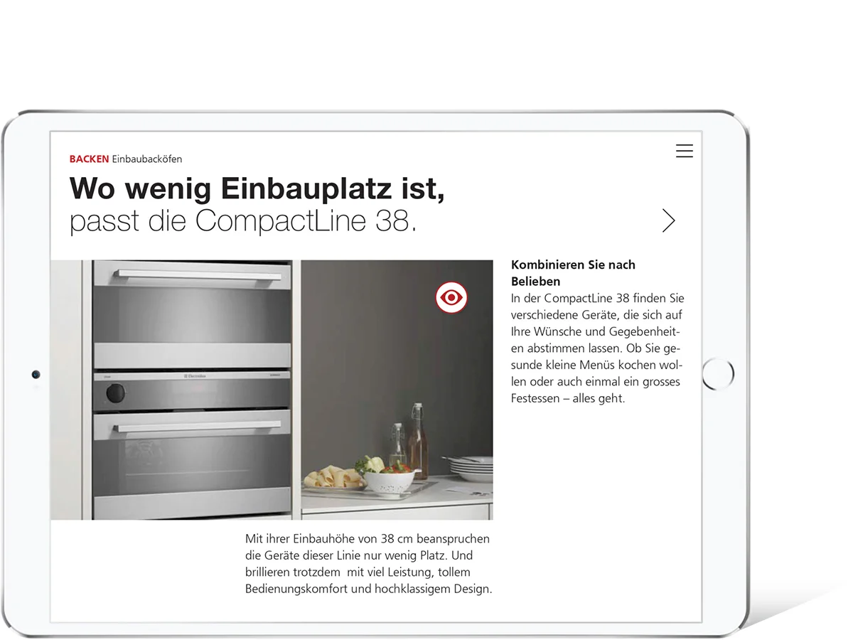 Bedienung in der Horizontalen, mit Hotspots ergänzt