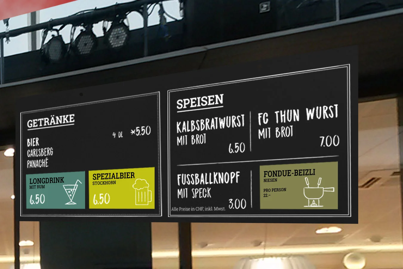 Beschrifung der Cateringangebote, überklebbar, ergänzbar, erweiterbar...