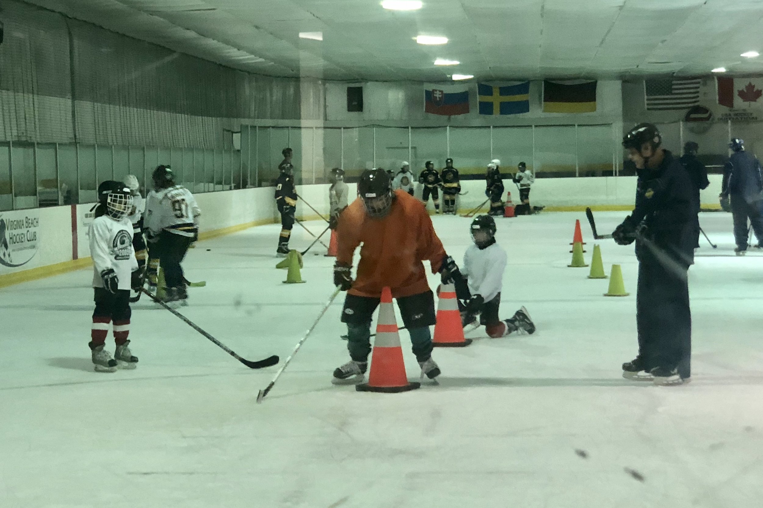 The first practice day. Ian specifically requested an orange jersey “like Daddy”.