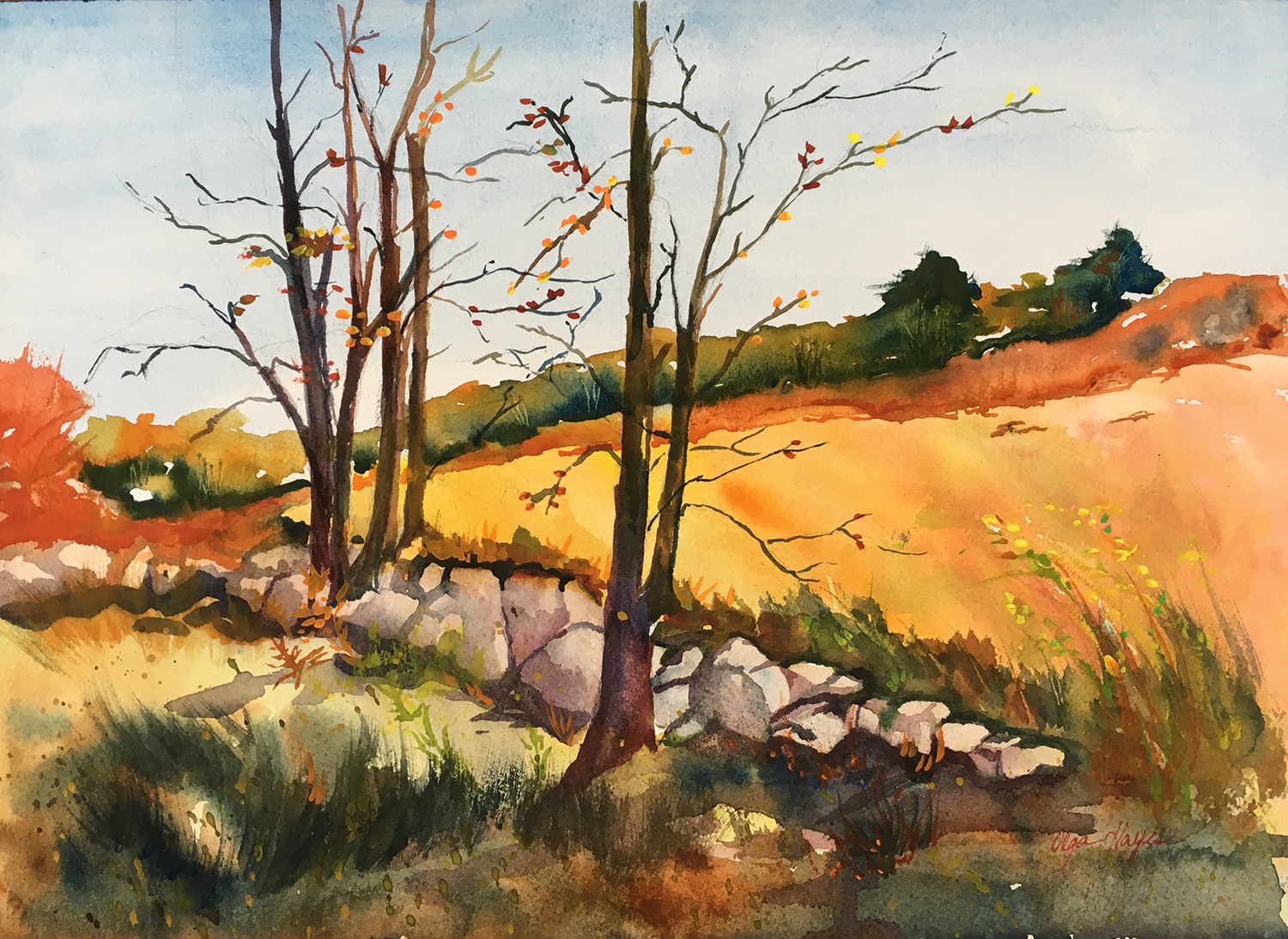   Blueberry Fields  14x10 inches $200 
