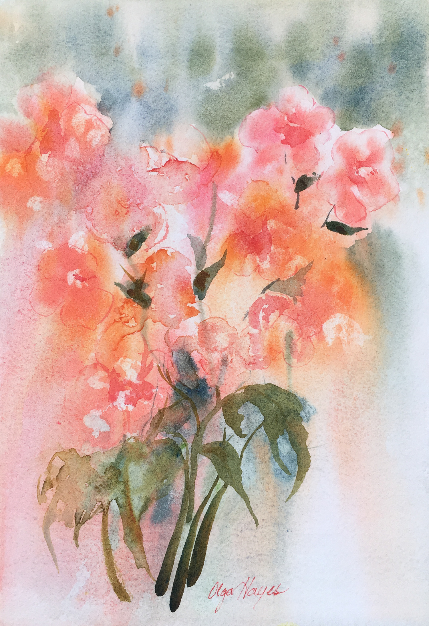   Study in Peach  7x10 inches    SOLD   