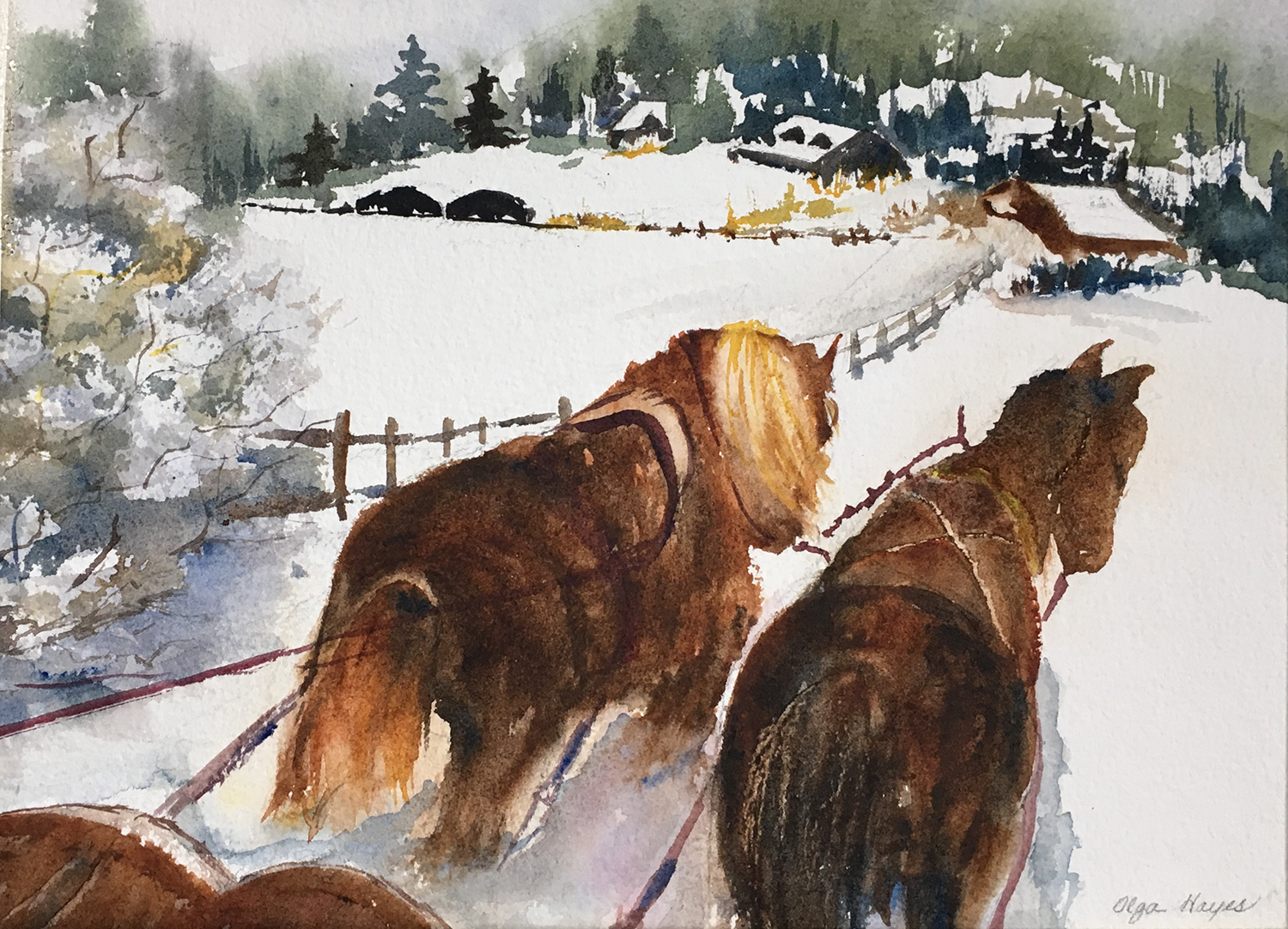   Dashing Through the Snow  10x7 inches $150   (Sold)   