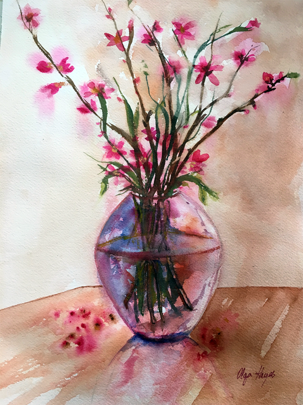   Cherry Blossoms  10 X 14 $100 