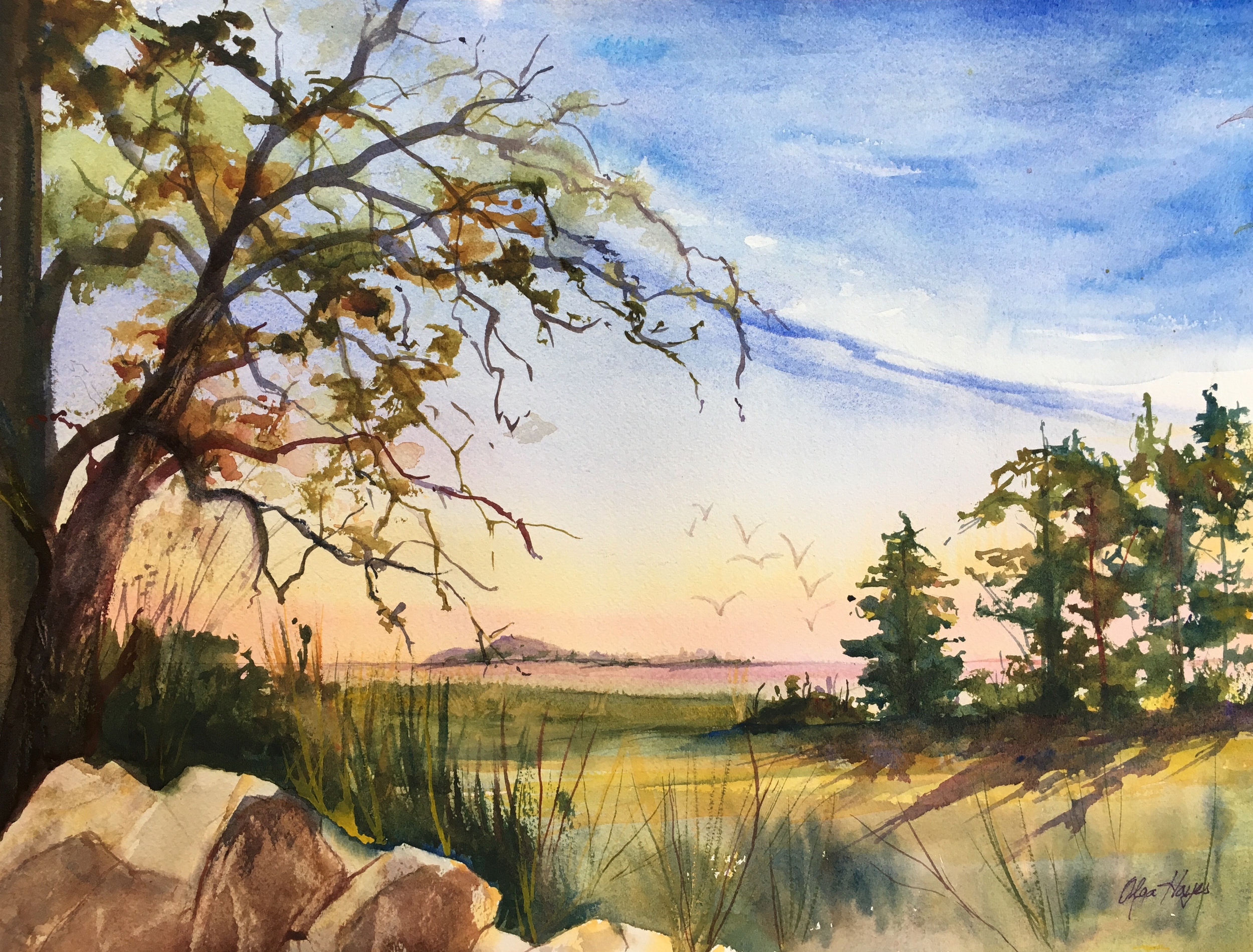   A View at Sunset  Framed, 23x19 inches $250 