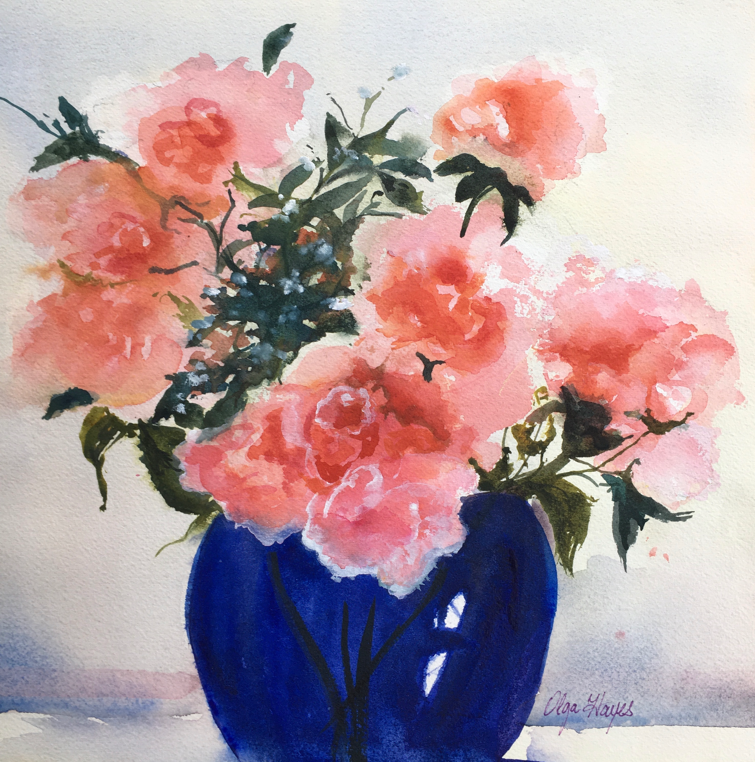   Indigo Vase  Framed, 19x19 inches $175 