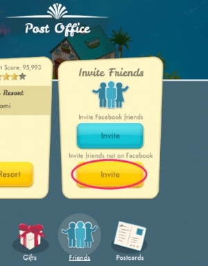 Step 3 - Select the yellow “Invite” button on the “Invite Friends” panel
