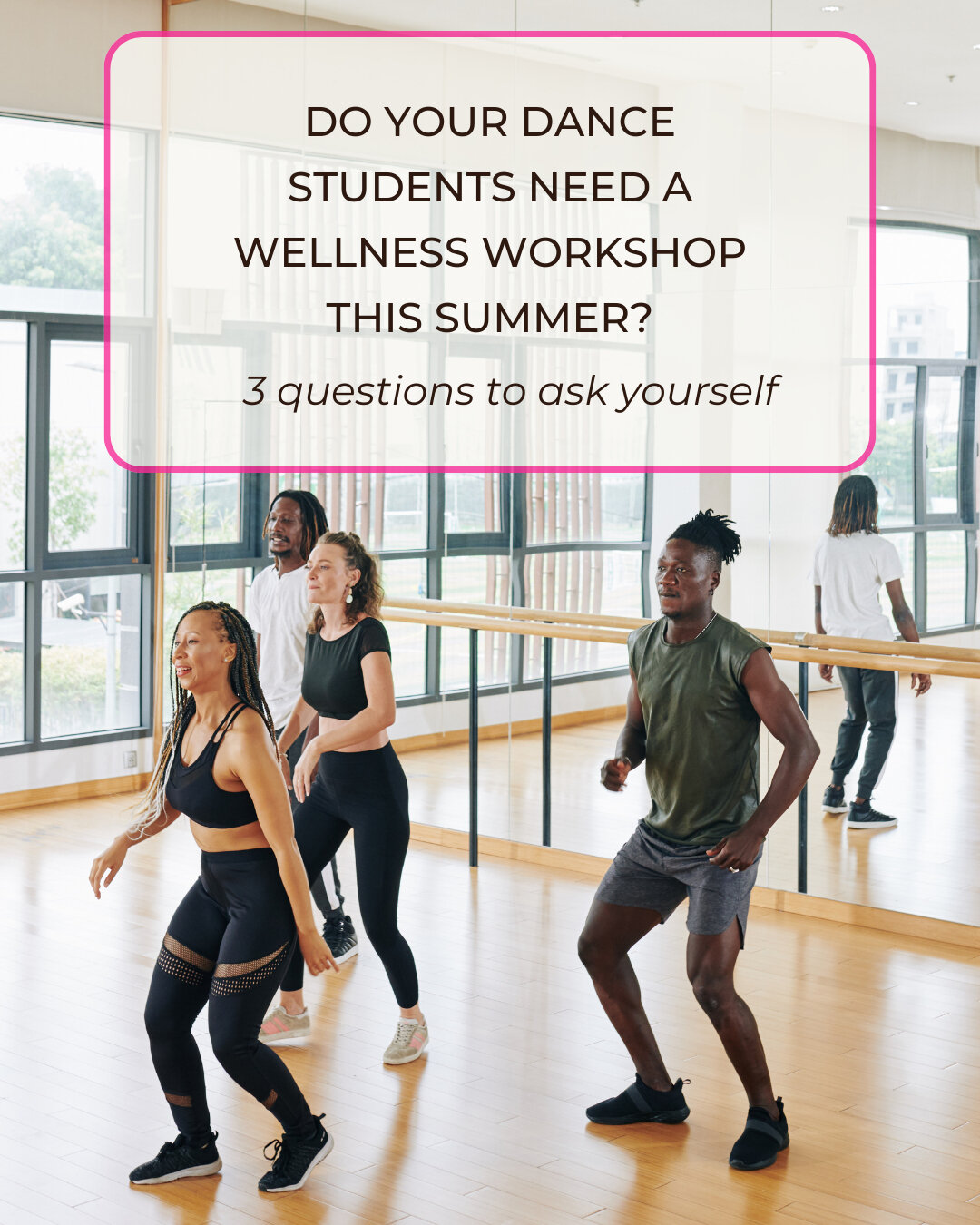 DO YOUR DANCERS NEED A WELLNESS WORKSHOP?​​​​​​​​​🤔
Here&rsquo;s 3 questions to ask yourself to find the answer:
1️⃣
Are my students unmotivated, and am I tired of trying to &ldquo;pump them up&rdquo;?
2️⃣
Have I had to convince students recently no