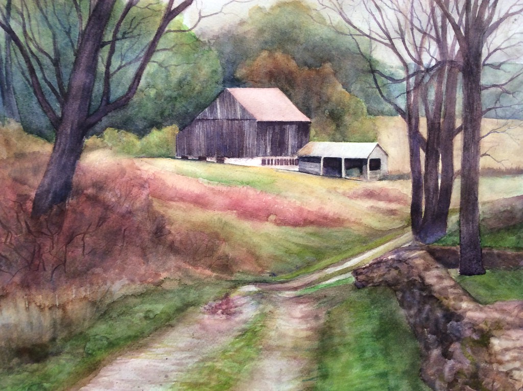 Antietam Barn in watercolor, 2016