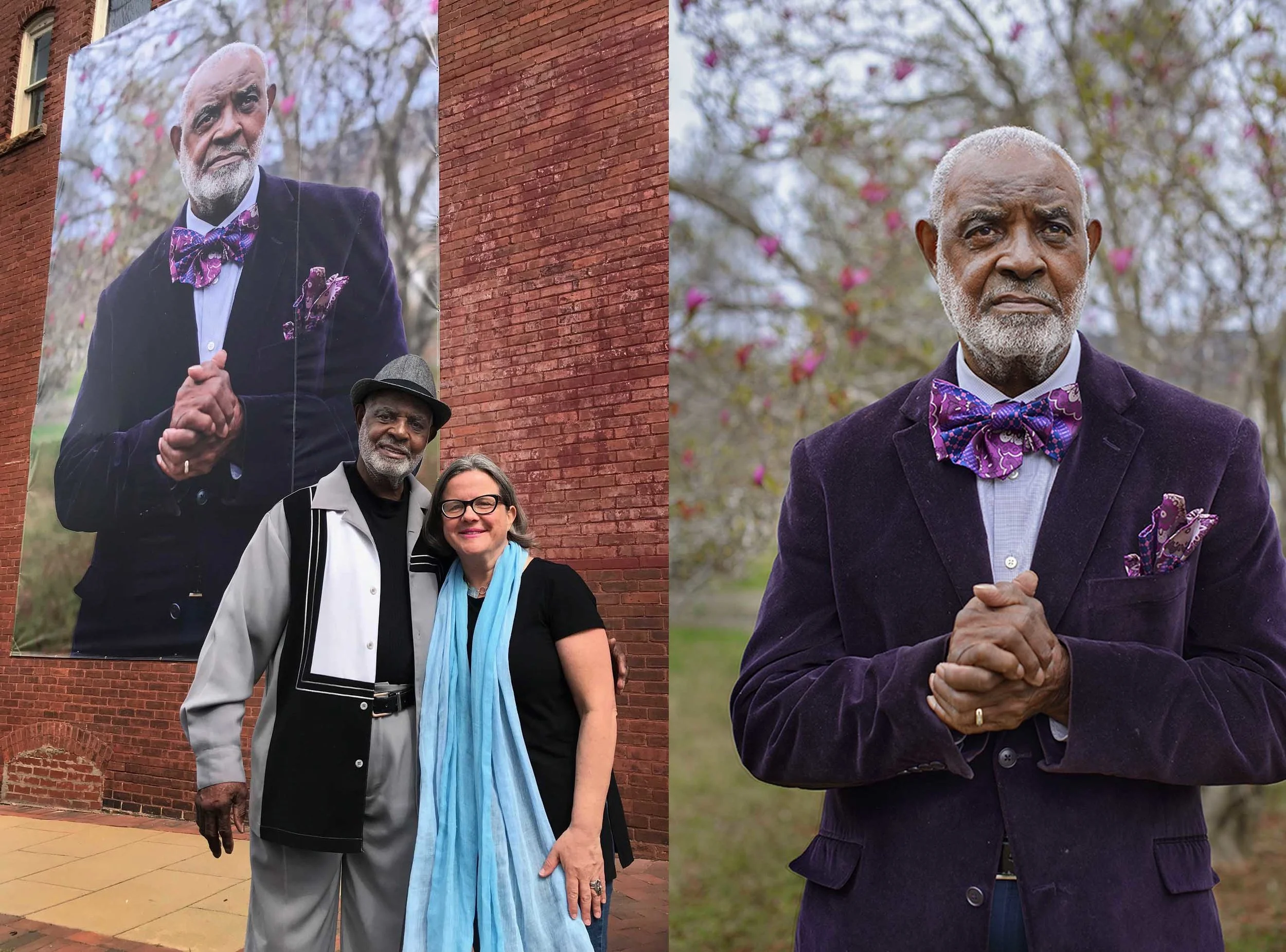 Pic 1: Mary Beth meehan and Rufus Smith, jr. in newnan - Pic 2: Meehan’s Portrait of Rufus Smith, jr.