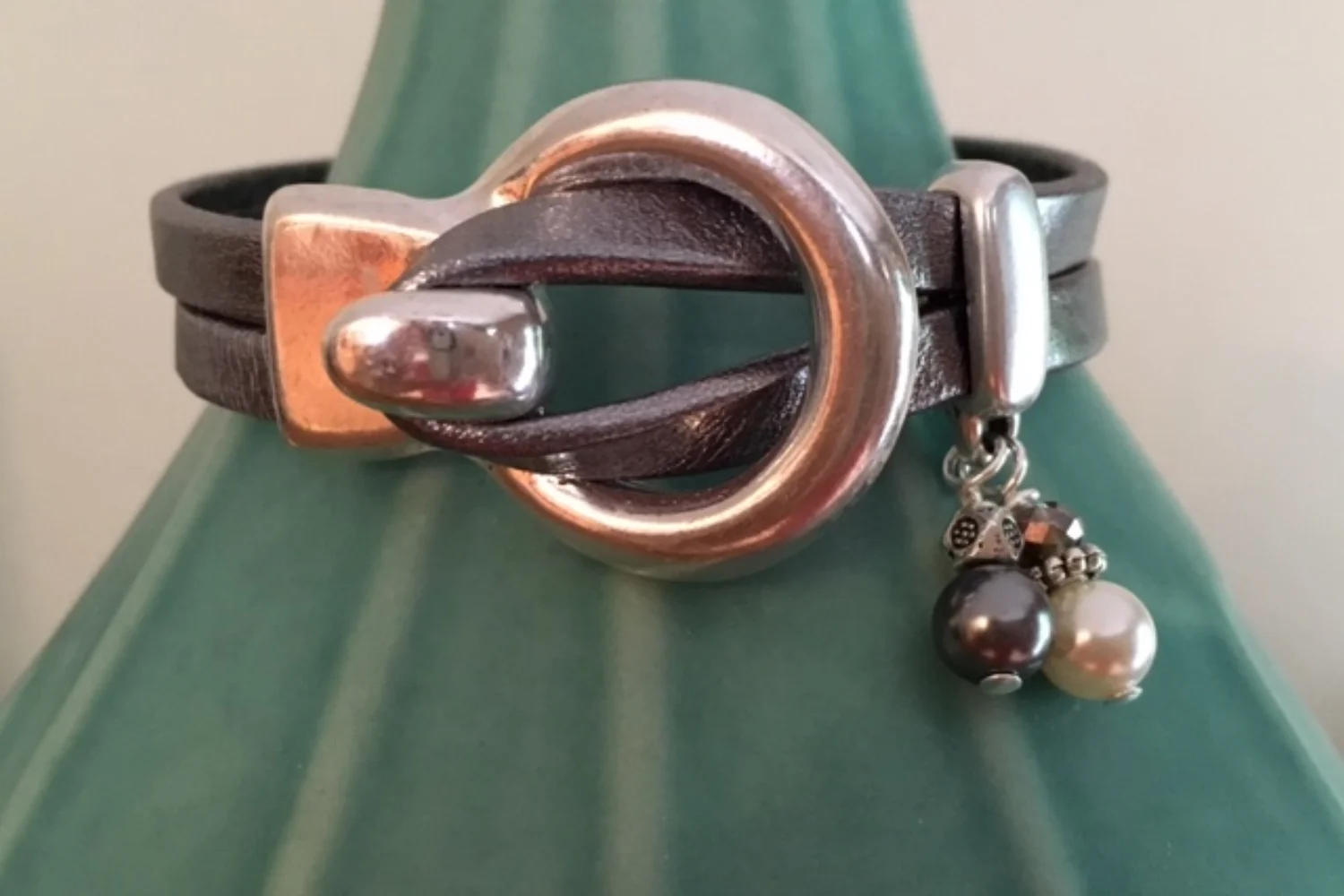 Gray leather with pearls.jpg