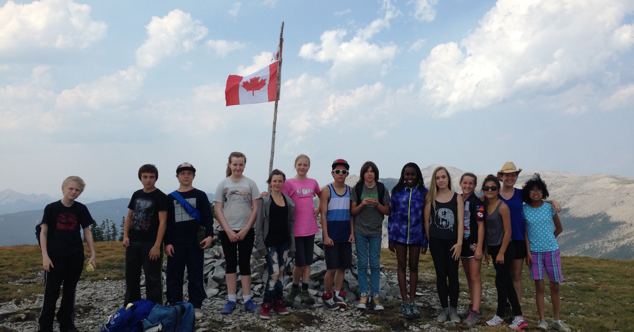 outdoor skills participants at the top of Prairie Mountain