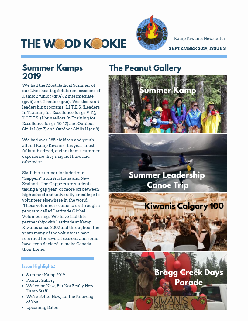 "The Wood Kookie" Kamp Kiwanis Newsletter Issue No. 3