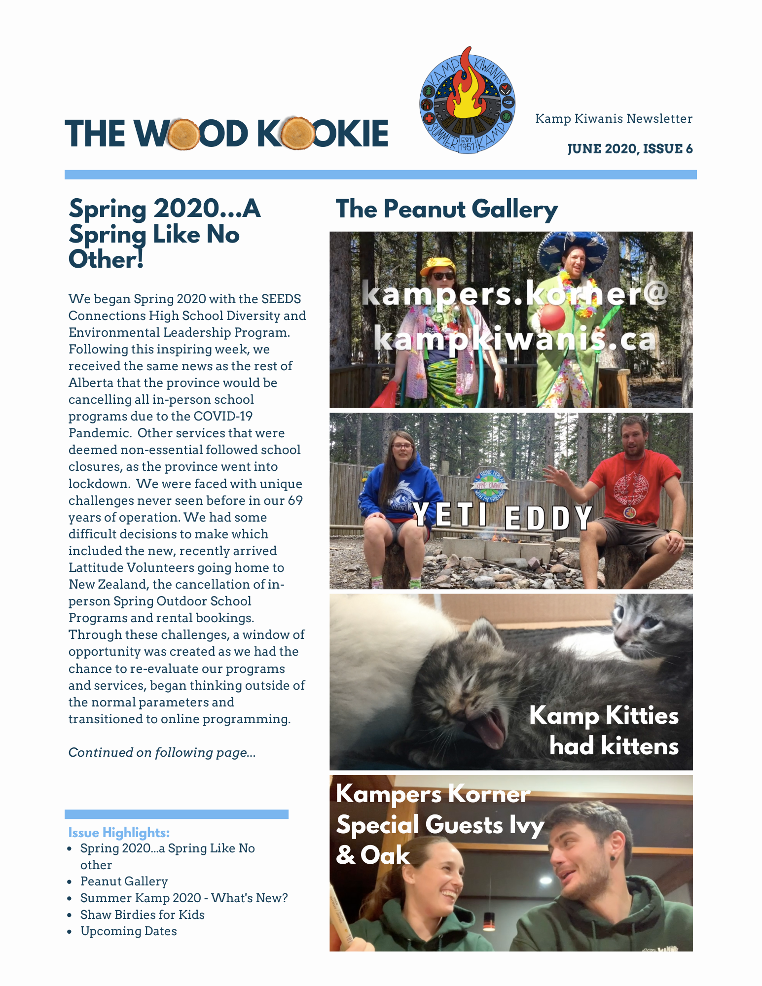"The Wood Kookie" Kamp Kiwanis Newsletter Issue No. 6