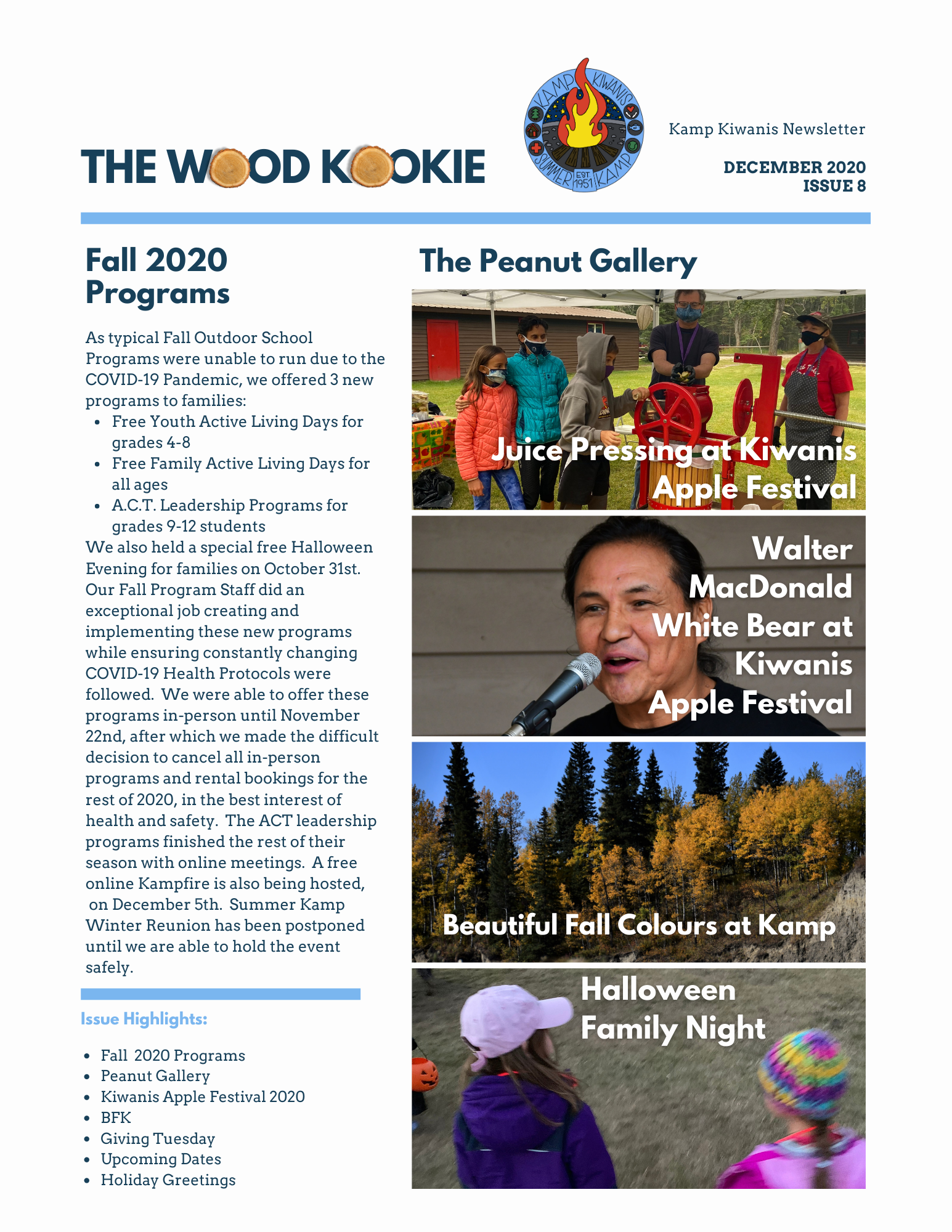 "The Wood Kookie" Kamp Kiwanis Newsletter Issue No.8 December 2020