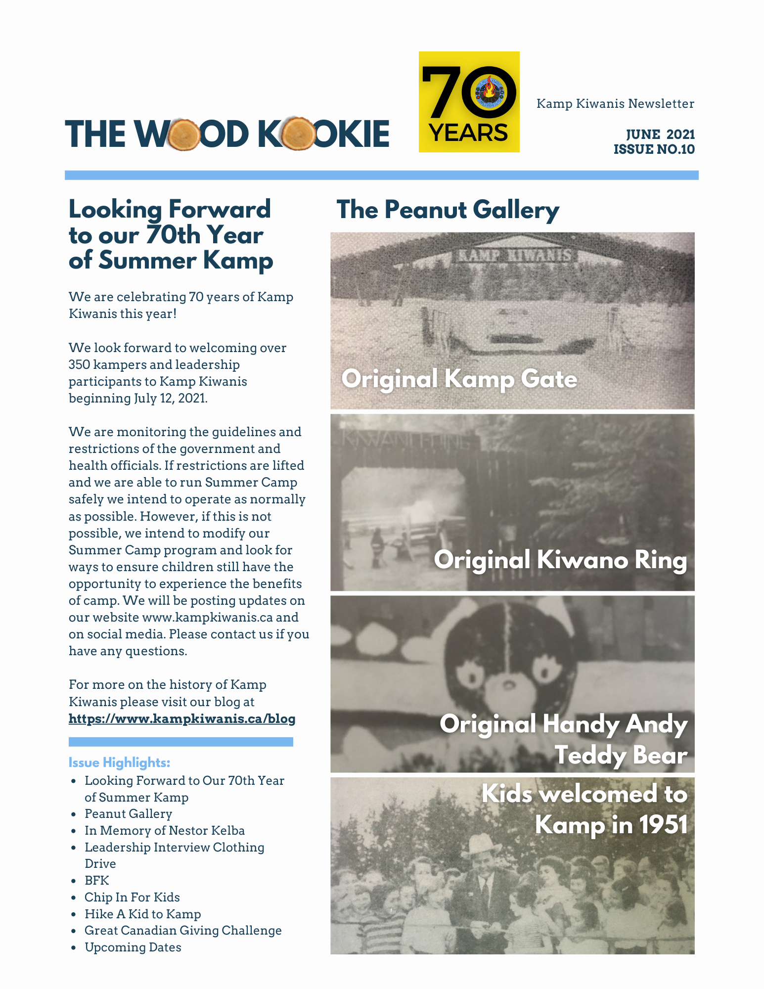 "The Wood Kookie" Kamp Kiwanis Newsletter Issue No. 10