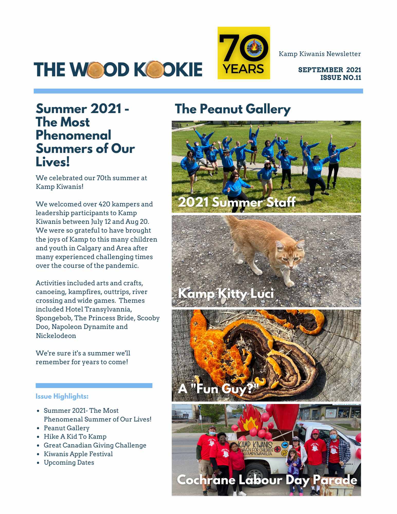 "The Wood Kookie" Kamp Kiwanis Newsletter Issue No. 11 September 2021