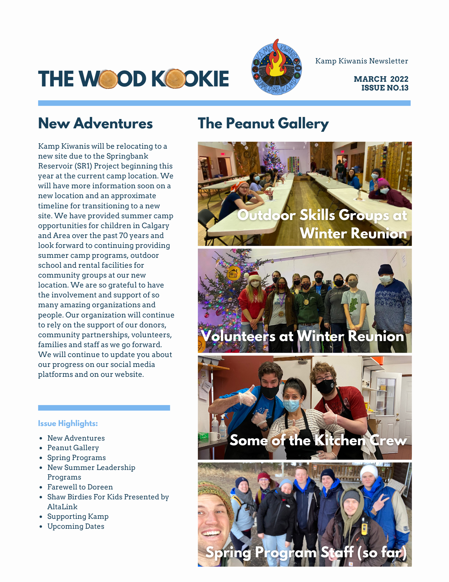 "The Wood Kookie" Kamp Kiwanis Newsletter Issue No.13 March 2022