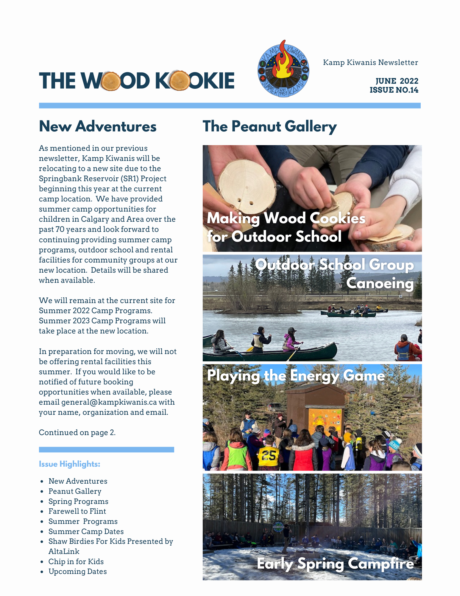 "The Wood Kookie" Kamp Kiwanis Newsletter Issue No.14 June 2022