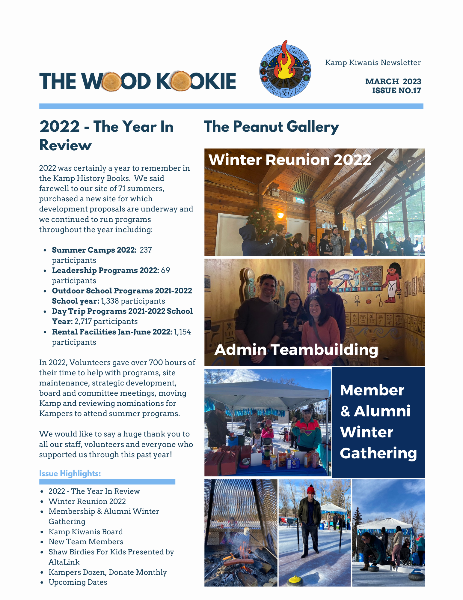 "The Wood Kookie" Kamp Kiwanis Newsletter Issue No. 17 March 2023