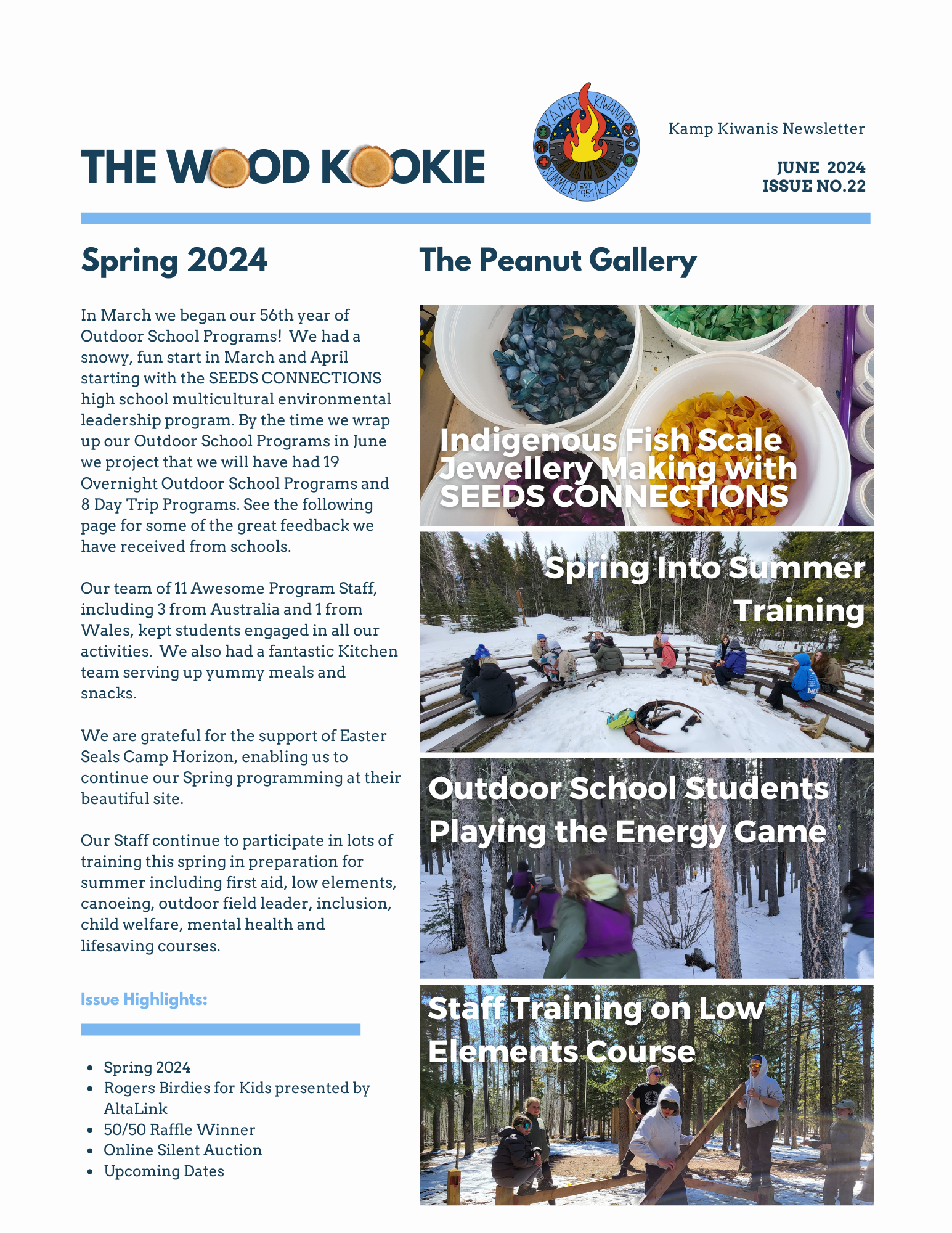 "The Wood Kookie" Kamp Kiwanis Newsletter Issue No. 22 March 2024