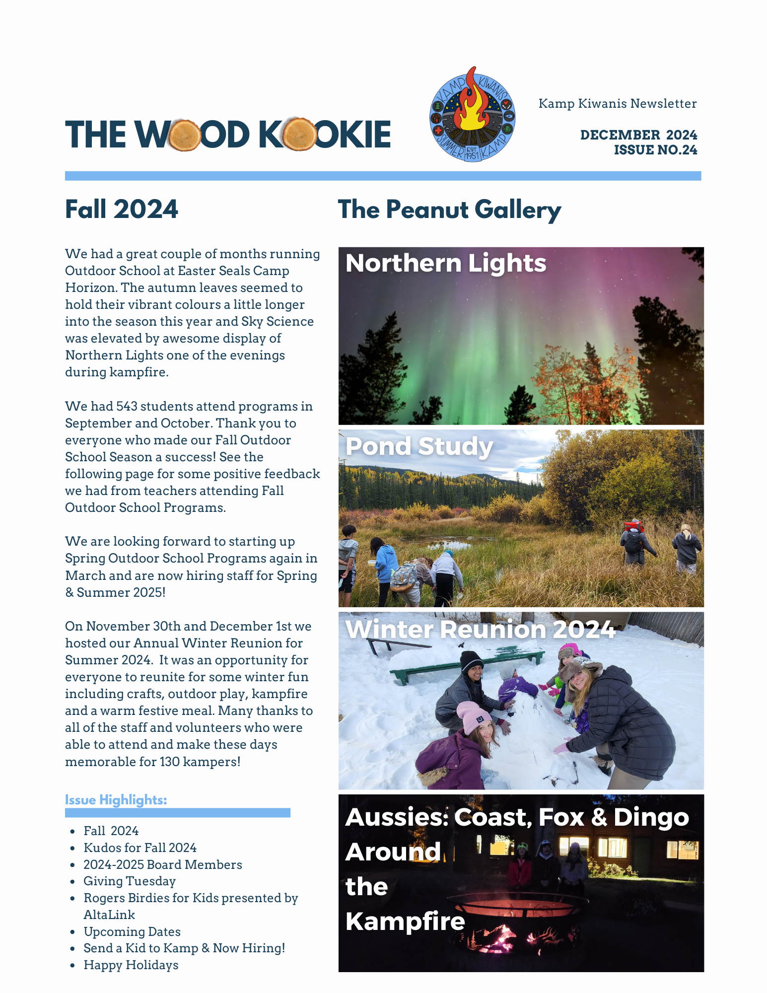 "The Wood Kookie" Kamp Kiwanis Newsletter Issue No. 24 December 2024