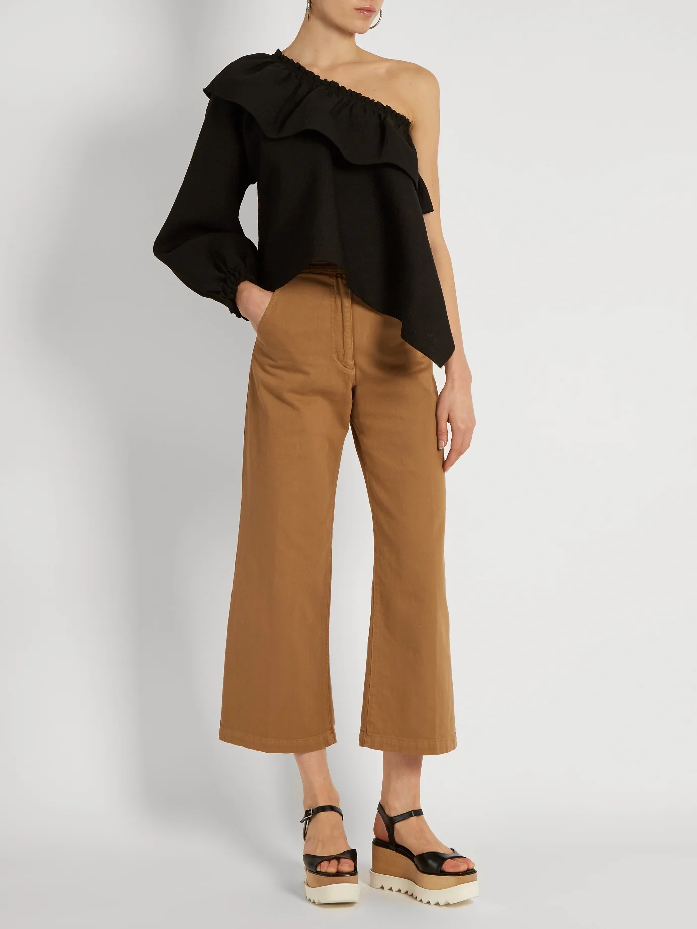 RACHEL COMEY Georgia asymmetric-ruffled cotton-blend top.jpg