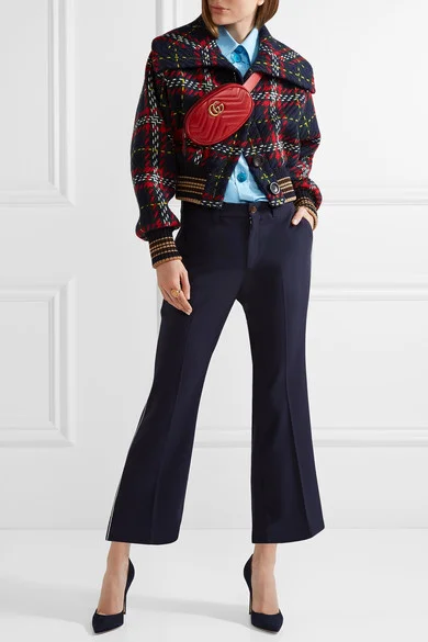 net-a-porter MIU MIU Cropped tartan wool-tweed bomber jacket.jpg
