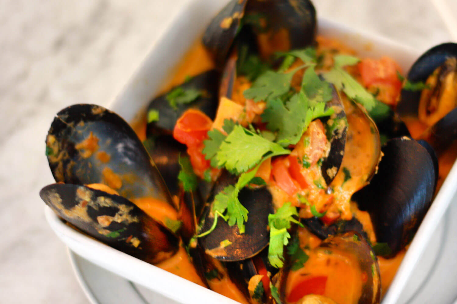 Dad’s Famous Coconut Curry Mussels from Badmaash