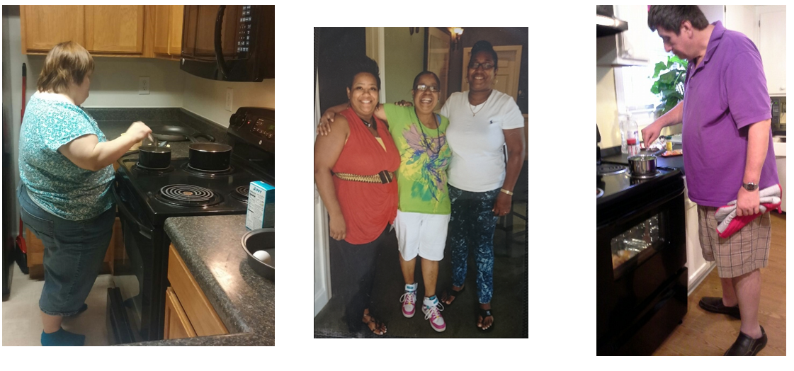   Charles Lea Center clients cooking in their homes and hanging out with friends.  