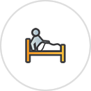 Sleep Patterns Icon showing a person getting out of bed