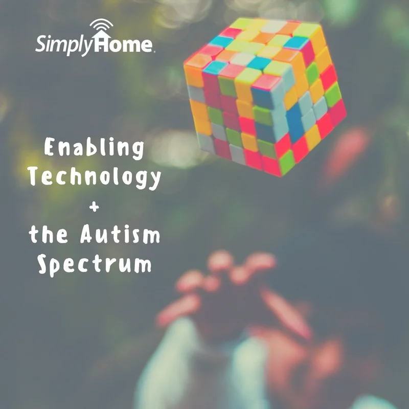 Graphic shows a person throwing a plastic puzzle game towards the viewer. Graphic says “Enabling Technology + the Autism Spectrum”