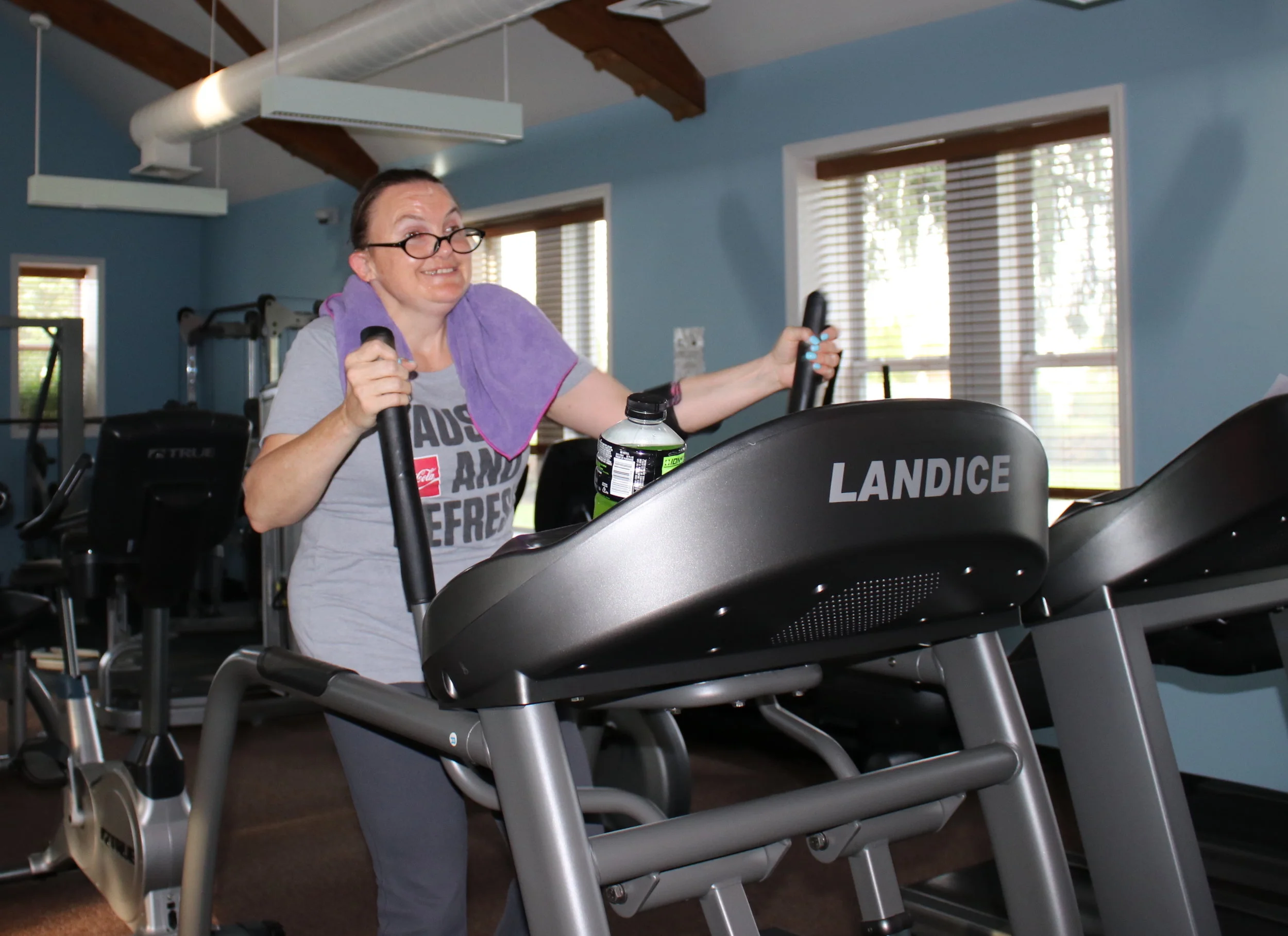  Colleen works out at the gym. Exercise is a favorite activity for Colleen. 
