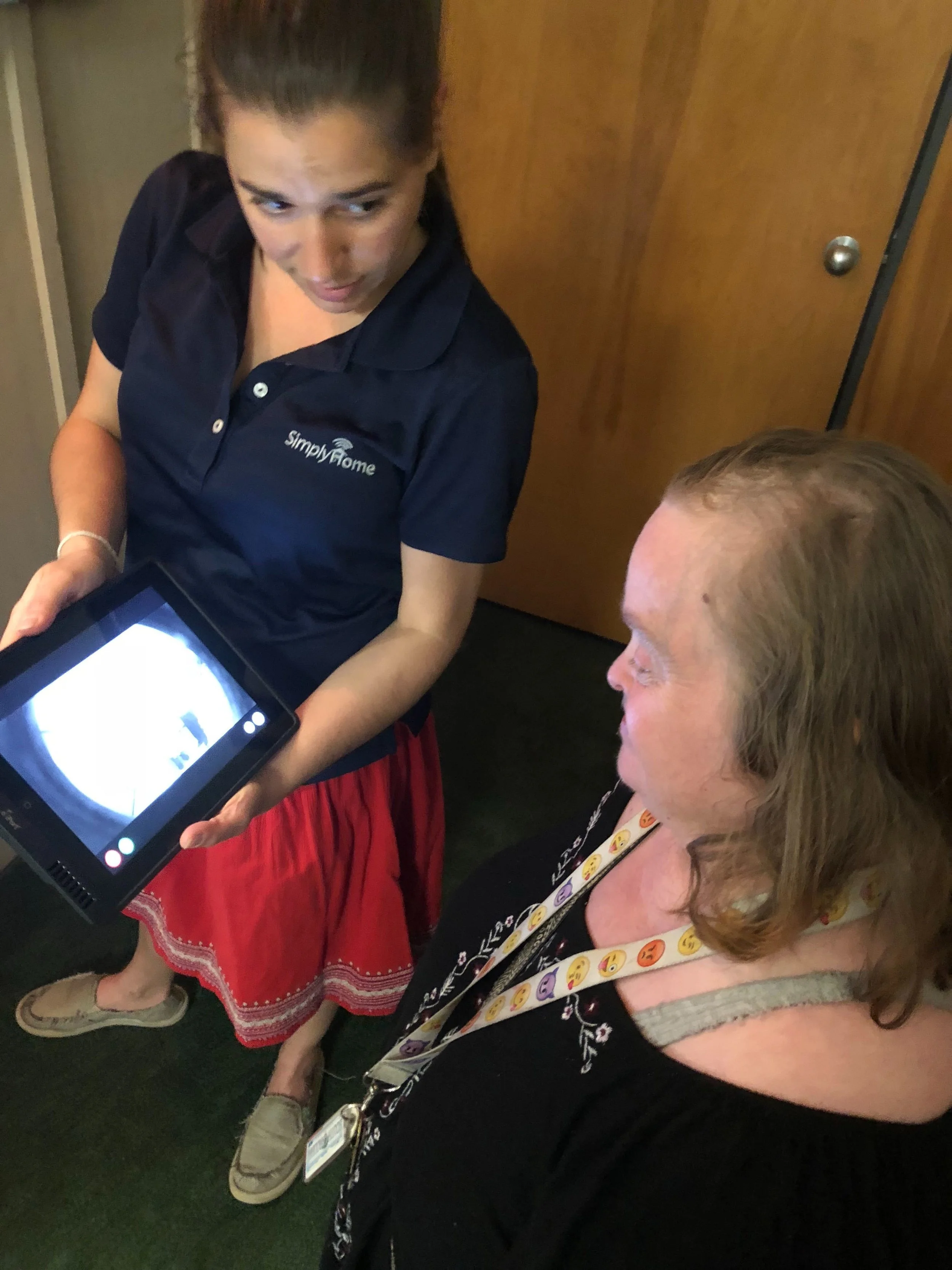  Gabrielle gives Laura a tour of the demo space. 
