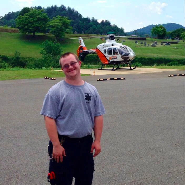   David networked and found a job at the local EMS station after completing internships related to emergency medical care and athletic injuries. Photo courtesy of Becky Garland.  