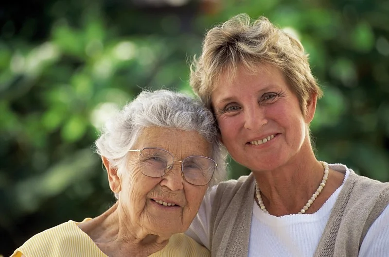 A woman and her mother.